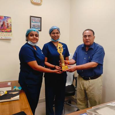 Dept of Anaesthesia Dr Payal and Dr Varsha at BAPCON won first prize on 19.04.25